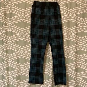 Black and Blue Skinny Pants with Classic Plaid Design